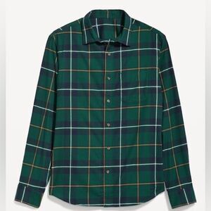 Old Navy Regular-Fit Built-In Flex Everyday Green Plaid Button Down Shirt. XXL.